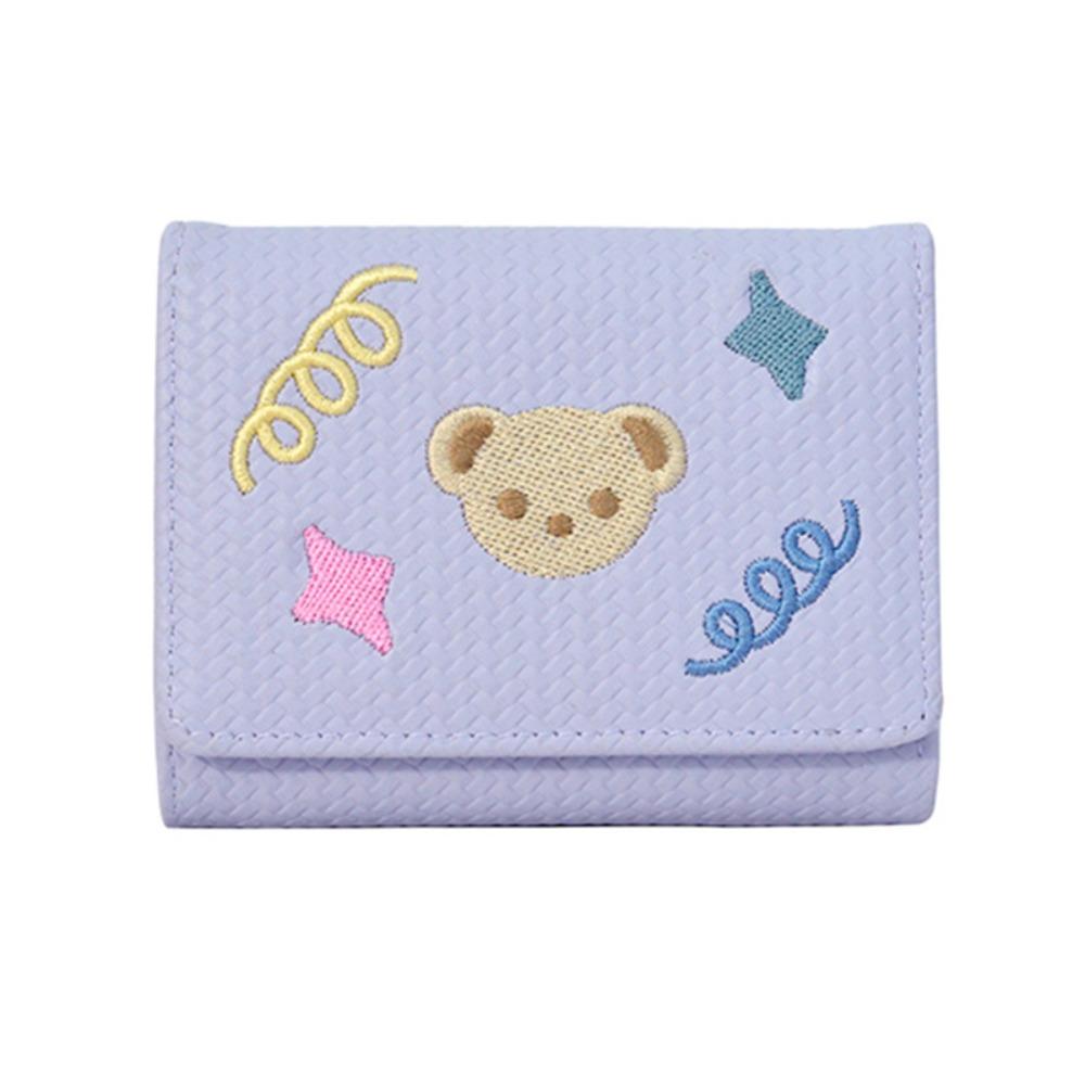 

Мультяшный женский короткий кошелек Звезда ПУ кожа Кошелек для монет Милый трехсложенный кошелек Девушка фиолетовый