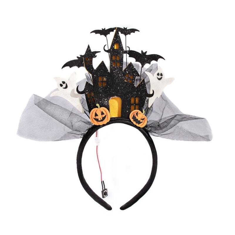 

Glowing 3D Haunted Castles Hairband For Halloween Party Costume Accessories Safe Plastic Elastic Hairhoop for Kids Adult 1