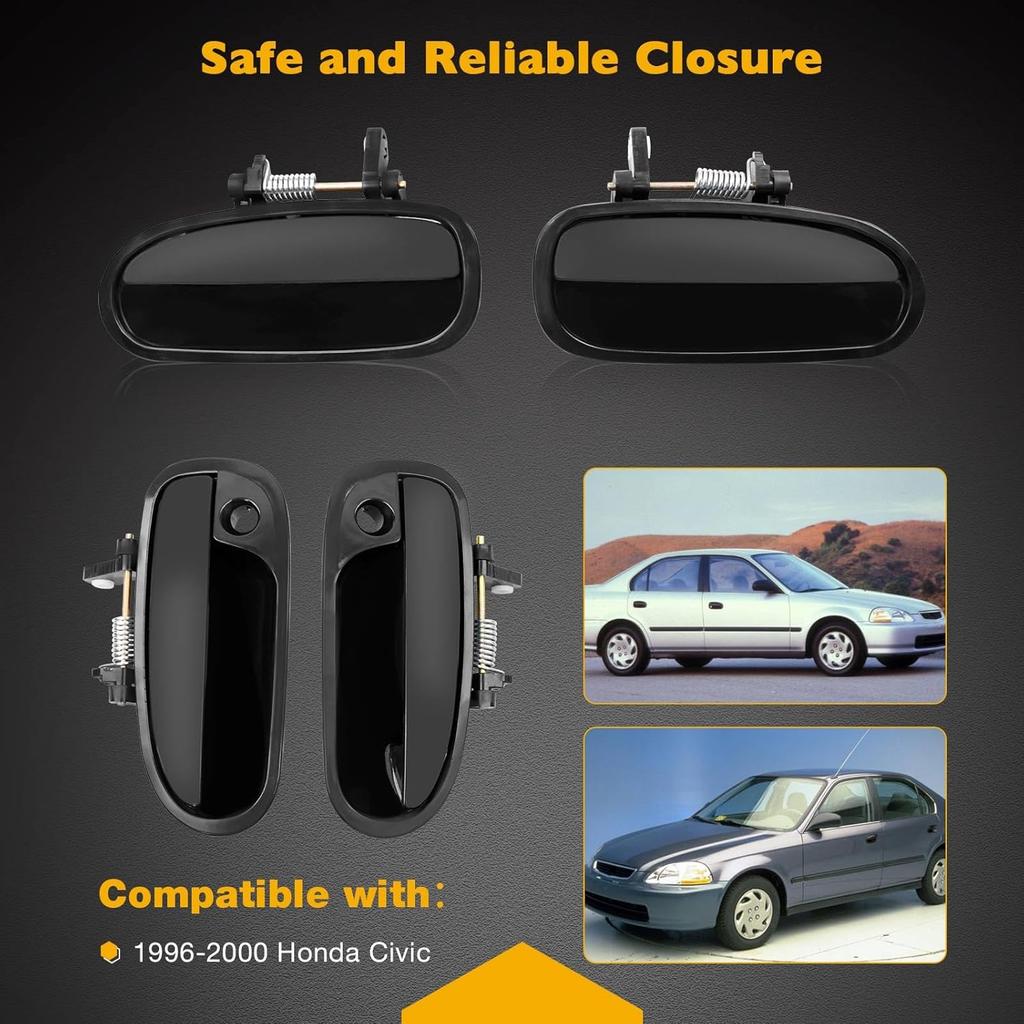 Gledewen 4PCS Exterior Door Handle Front Rear Driver Side, Outside Left Right Passenger Handle, Compatible with 1996-2000 Honda Civic, Replaces#