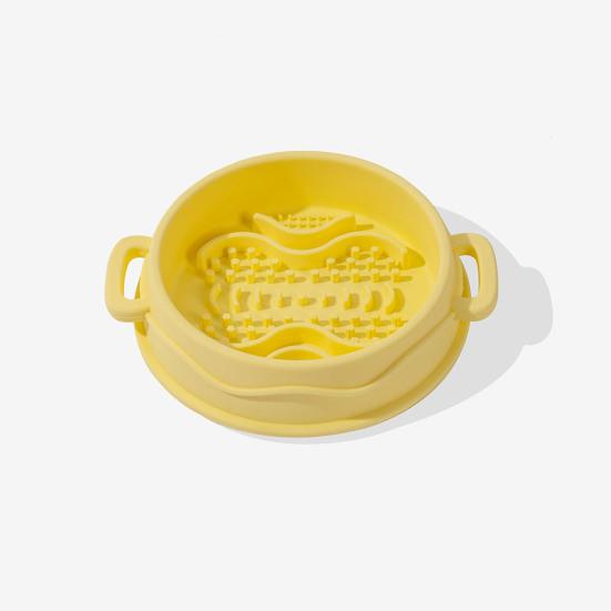 Pet Slow Feeder Bowl Silicone Dog Slow Eating Bowl with Double Handles Non-Slip Pet Feeding Dish with Suction Cups for Large Small Dogs Cats