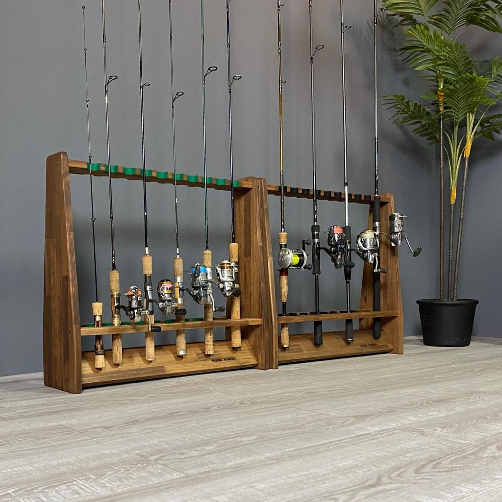 WOOD WORKS Made in Japan Rod stand for 19 rods on both sides Body Felt [Brown] [Black]