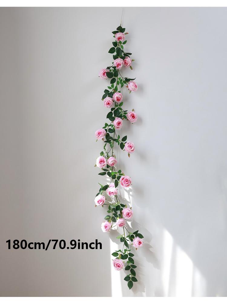 Künstliche Rosenranken Girlanden, Gefälschte Seiden Hängende Blumen Efeublätter Grünzeug Kranz für Zuhause Garten Hochzeit Wand Dekoration