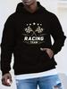 RACING TEAM Plus Size Hoodie - Casual Geometric-Patterned Non-Stretch Fabric