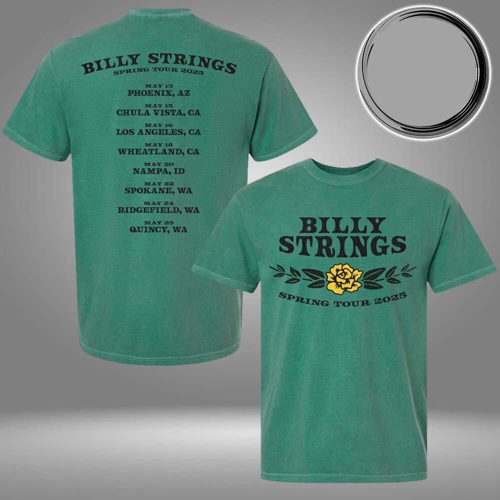 Billy Strings Spring Tour 2026 Yellow Rose Of Texas May Dates Two Sided T-Shirt XXXXL