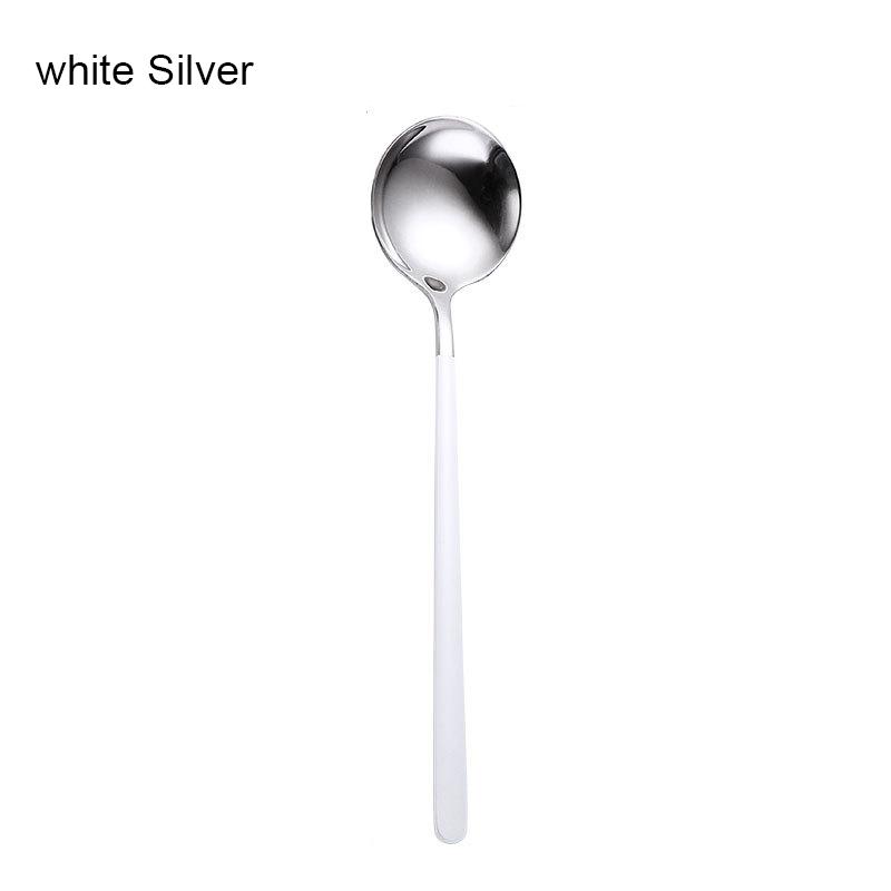 Korean Spoon Stainless Steel Exquisite Long Handle Spoon Soup Kitchenware Dessert Spoon Kitchen Tableware Akcesoria Kuchenne