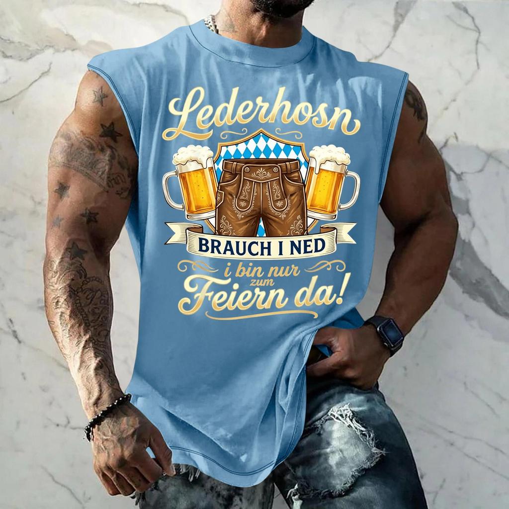 Męski Tank Top Bez Rękawów Luźny Krój Codzienny Streetwear Letnia Koszulka na Mięśnie Graficzny Nadruk Festiwal Piwa Codzienny Ubiór