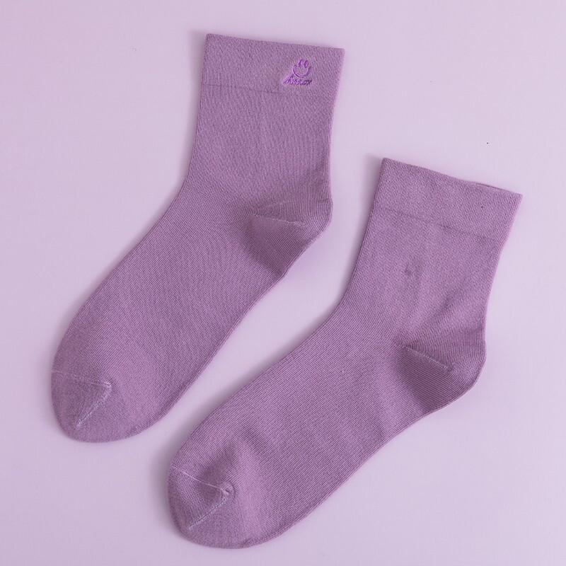 LANSWE Women's 100% Cotton Embroidered Mid-Calf Socks - 5 Pair Pack