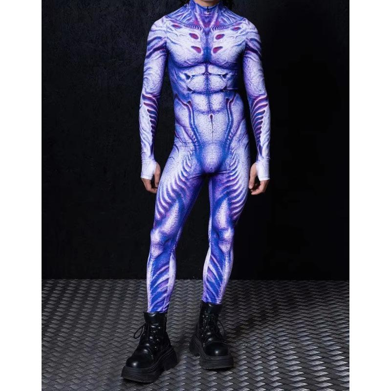 

Колготки на Хэллоуин с 3D-цифровой печатью для взрослых, цельный костюм для косплея, мужской сценический комбинезон для танцевальной вечеринки XXXXL