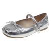 Square head retro fashion bow flat single shoes women's new versatile one-word with light mouth leather shoes