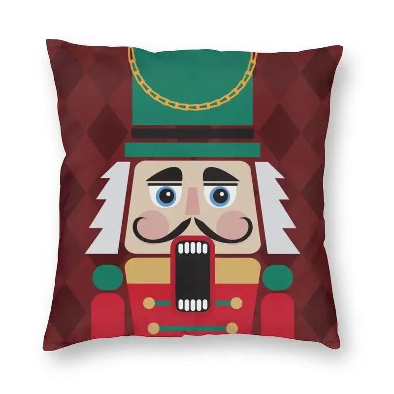 

Nutcrackers Toy Soldier Christmas Gift Printed Soft Square Pillowslip Polyester Cushion Cover Pillowcase Living Room Home Decor 12x12Inch