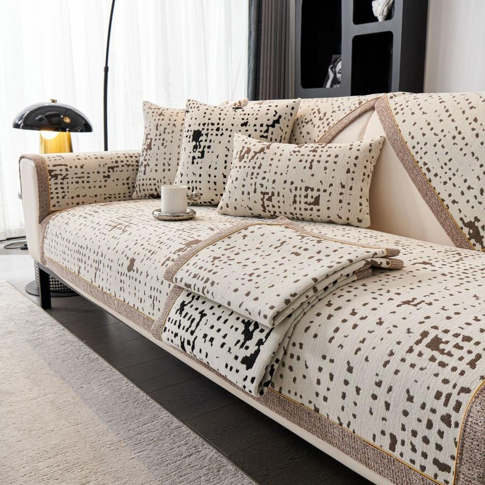 Living Room Non-Slip Armrest Backrest Sofa Cushion Mat Universal Chenille Sofa Slipcover Luxury Fleck Sofa Cushion Covers