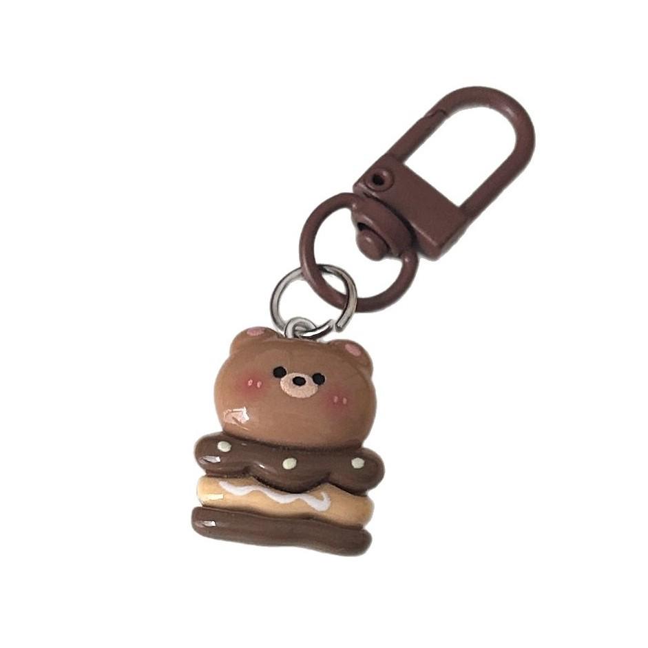 Chocolate Bear Biscuit Keychain: Food Toy Bread Pendant for Friends & Couples