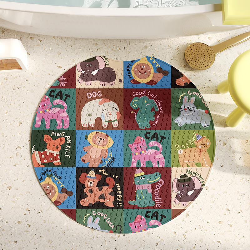 

Коврик для ванной с рисунком, противоскользящий, для детской душевой комнаты, для купания, для дома, противоскользящий коврик для ног, для ванной комнаты, роскошный, высококачественный, напольный коврик Round notch 55 * 55cm