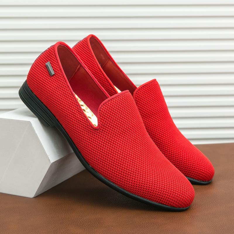 

Fashion Size 38-46 Business Men Loafers Men Casual Comfortable Lightweight Breathable Fashionable Small Leather Shoes for Travel Men 46 красный