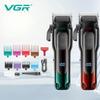 New VGR V-013 Electric Push Shear Metal Texture Hair Trimmer with Gradient Refinement Oil Head Clipper 6500RPM Smart Digital LED Display Hair Trimmer