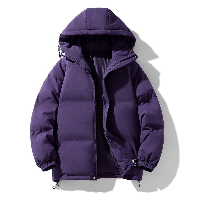 Winter New Style Fleece-Lined Warm Thickened Stand-Collar Couple's Jacket, Unisex Casual Hooded Windproof Cotton Coat