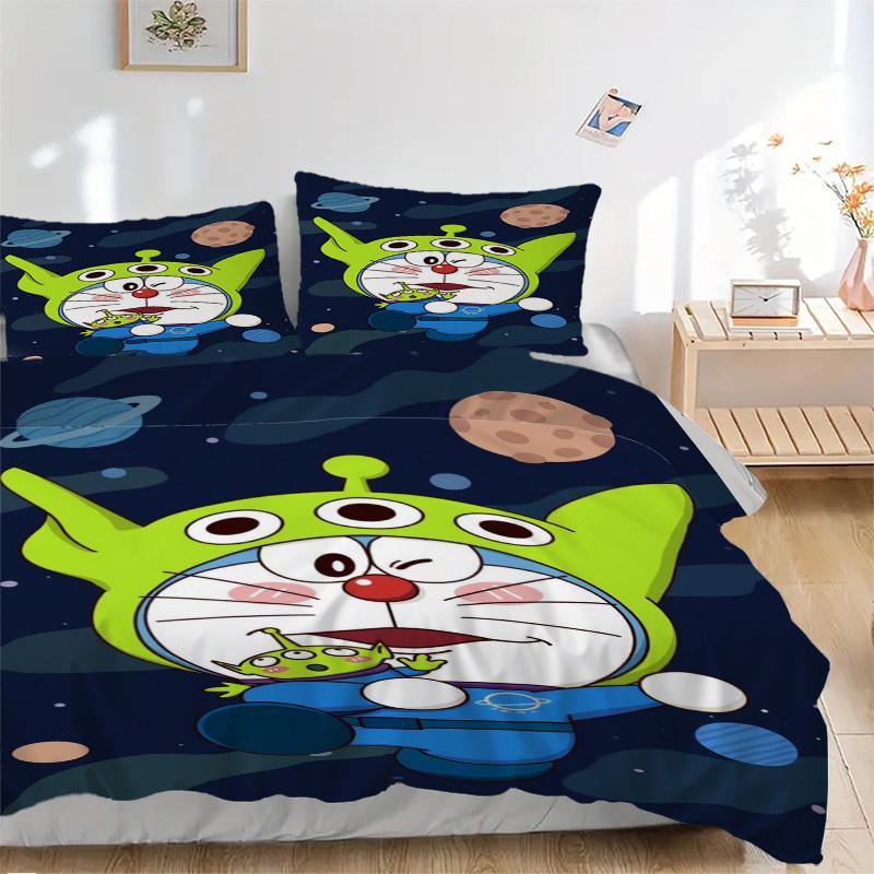 3pcs Doraemon Duvet Cover Set, 1 Duvet Cover + 1/2 Pillowcases (No Insert), Double Bed Duvet Cover, Bedding Set, Bedding, Seasonal Bedding, 135x200cm