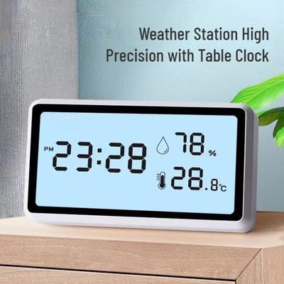 New    Electronic Thermometer Hygrometer Weather Station High Precision with Table Clock Function Mini Thermometer LCD Tools