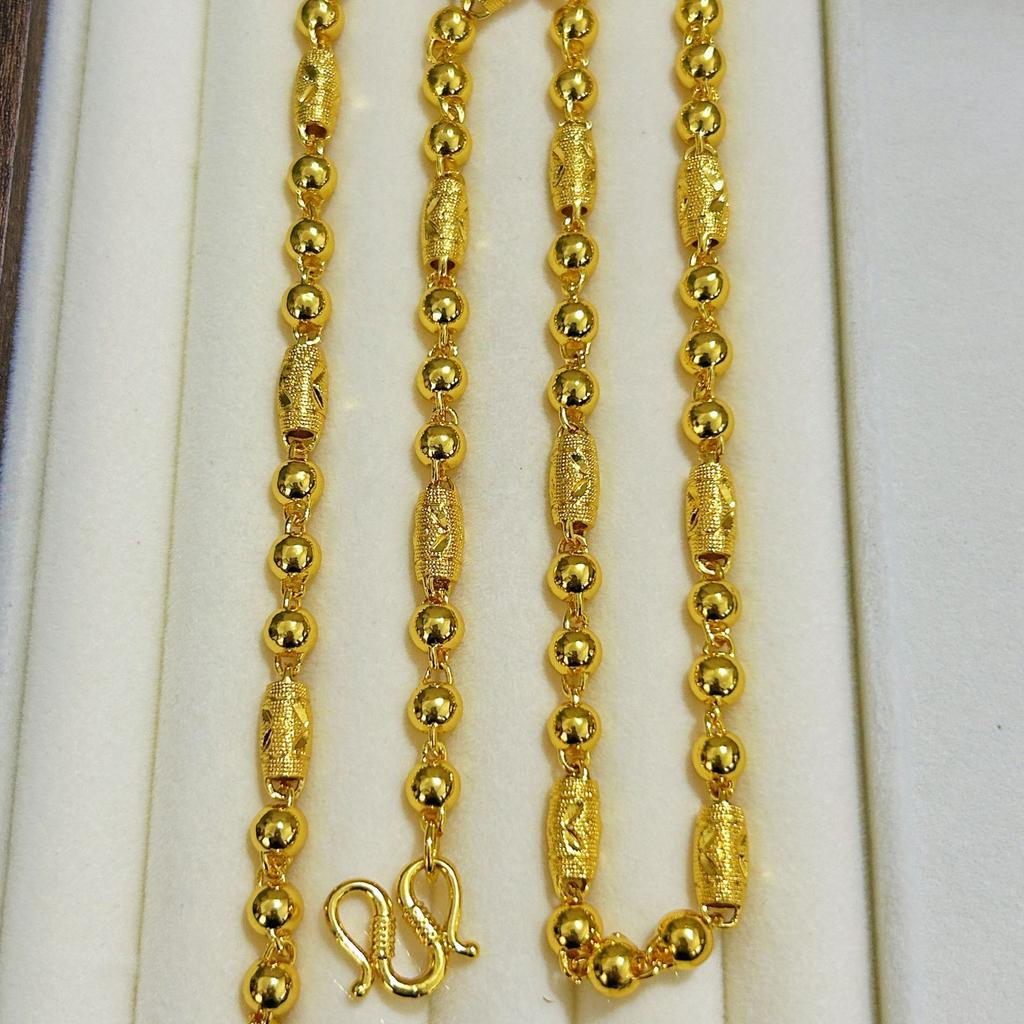 Sand Gold Three-bead Olive Domineering Necklace Men's Gold Store with the Same Simulated Gold Chain