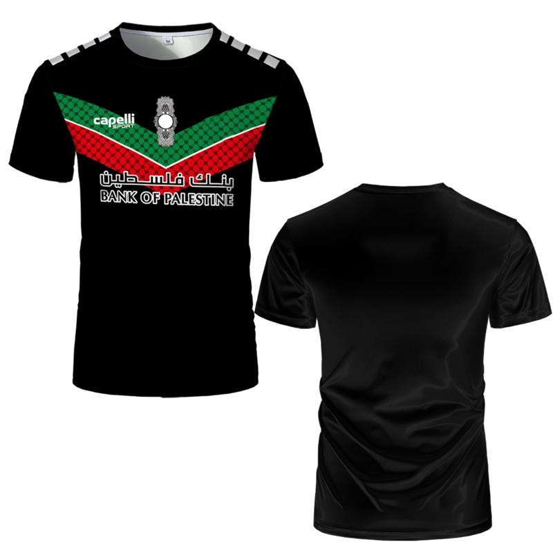 ETST41 Mode Palestina Vlag Voetbalshirt Zomer Trend Ronde Hals 3D Nationaal Embleem Bedrukt Sport T-shirt Casual Unisex Losse T-shirts M