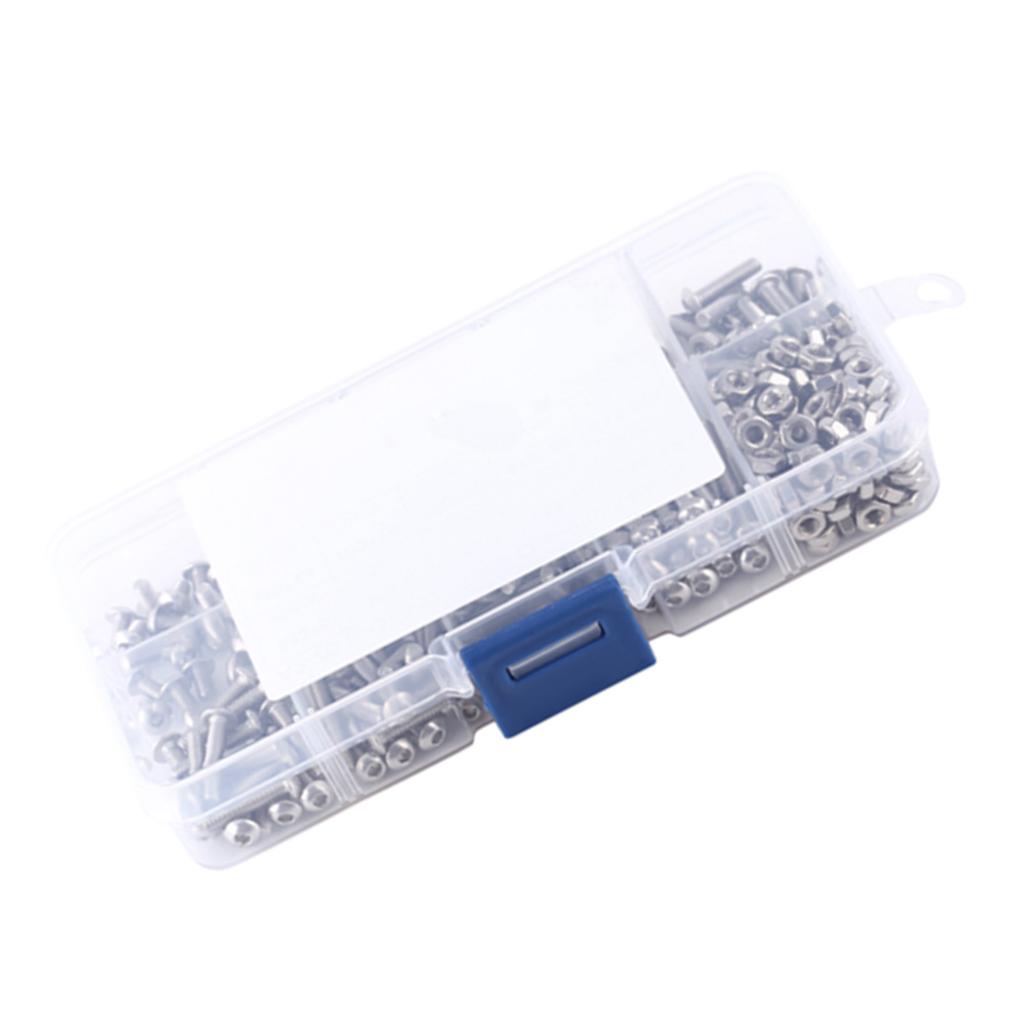 340pcs M3 Stainless Steel SS304 Button Head Hex Socket Screw Bolt Nut Assortment Kit