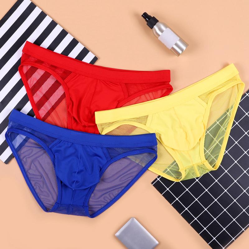 1Pc Low Waist Lingerie Acrylic Fiber Panties Men's Sexy U Pouch Underwear Briefs