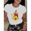 Women'S Tropical Floral Print T-Shirt - Vibrant Red, Yellow, and White Flowers with Green Leaves, Casual Short Sleeve