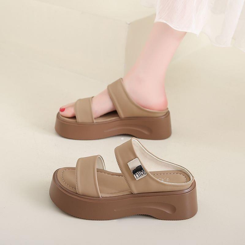Temperament casual beach shoes wear new versatile thick-soled heightening cool slippers women's summer
