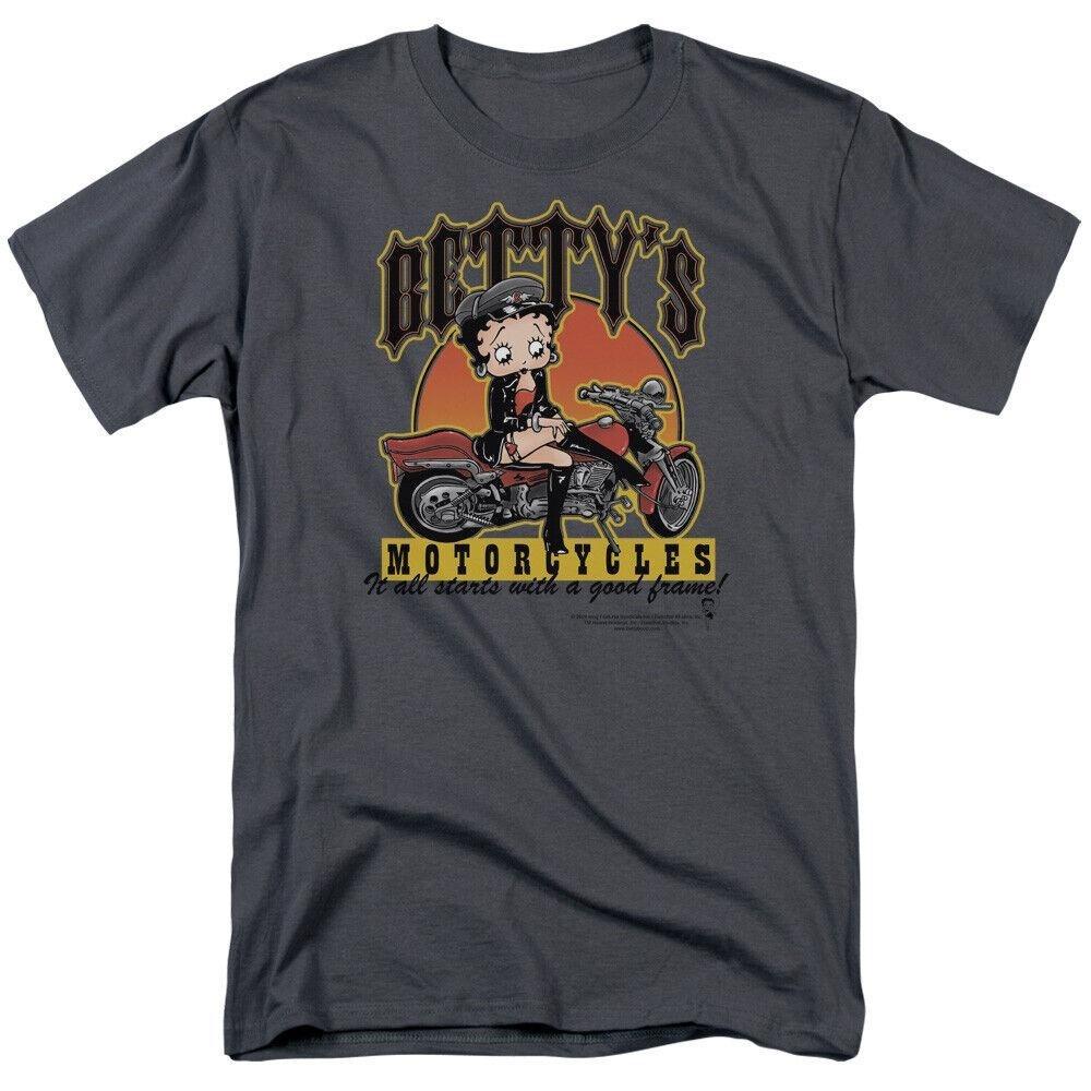Темно-серая футболка унисекс Betty Boop Bettys Motorcycles с героями мультфильмов S чёрный