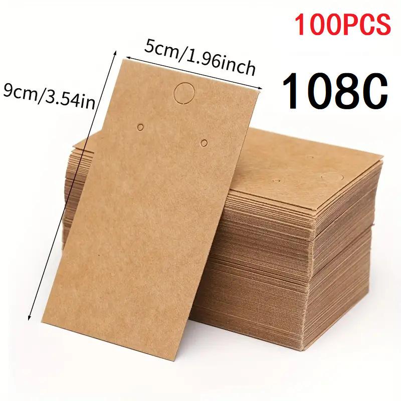 100 Sheets, Kraft Paper, Earring Display Card, Hanging Type, Label Clip, Suitable for Small Businesses, Earring Labels, Jewelry Decoration Cards