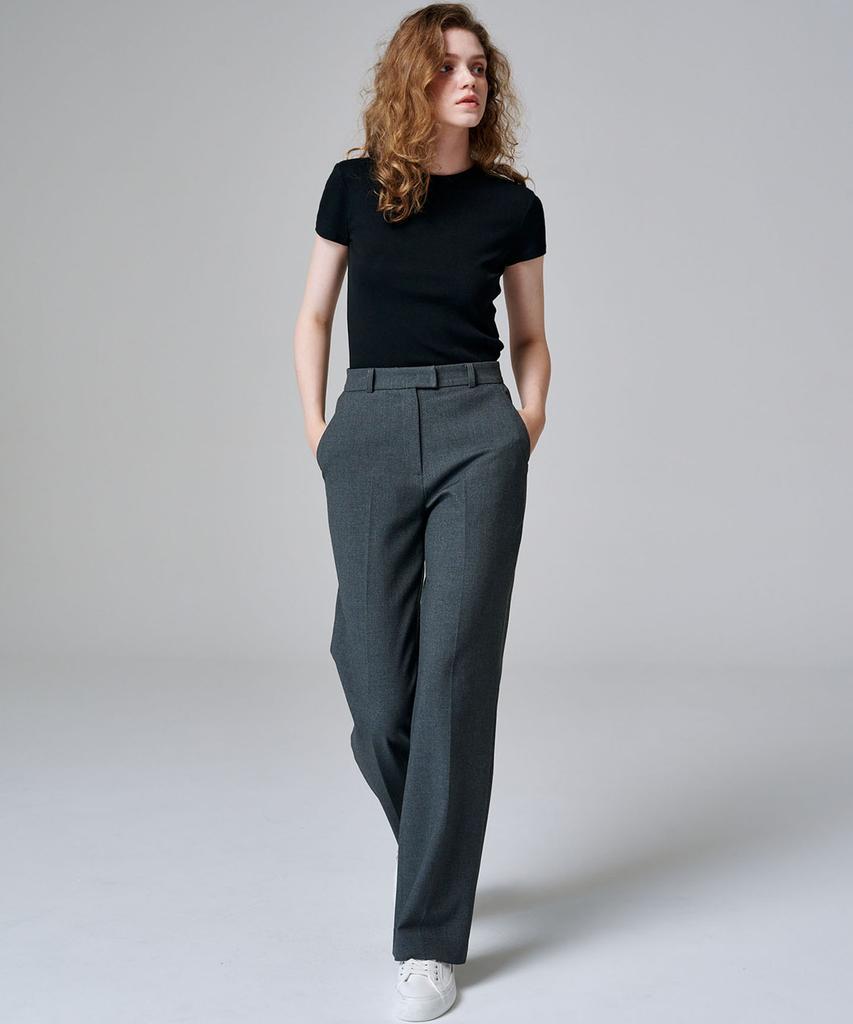 MALOUPE 2115 Stretch Semi-Wide Pants (Dark Gray)