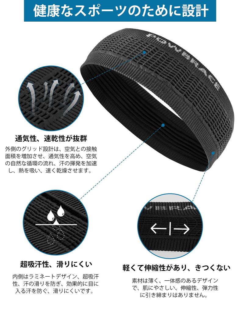 Powbrace Headband for Men and Sports Hairband and Enhanced Highly Perfect for Strength and Face Washing Women, [Newest Edition] Sweat-Wicking,