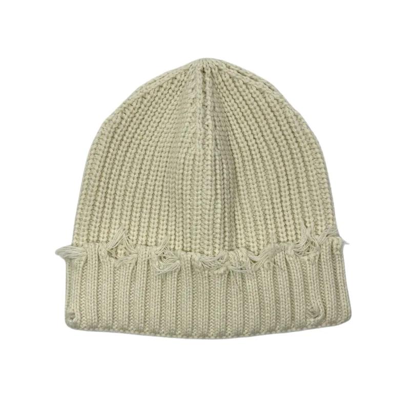 

2025 New Fall and Winter Hip Hop Trend Broken Brim Knitted Hat Woman Man Green Grey Black White Hole Cap Warm Hat Bonnets Fall One Size бежевий