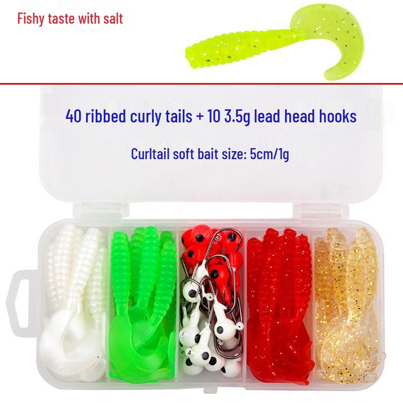 Set di Esche Artificiali in Silicone: Amo con Testa Piombata, Verme Morbido, Coda Riccia, 10 Colori, Ideale per Persico Trota & Pesce Mandarino.