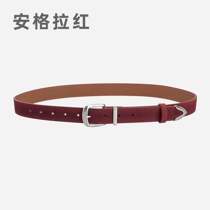Womens Genuine Leather Belt With Matte Suede Finish Vintage Style Adjustable Waistband Jeans Skirts