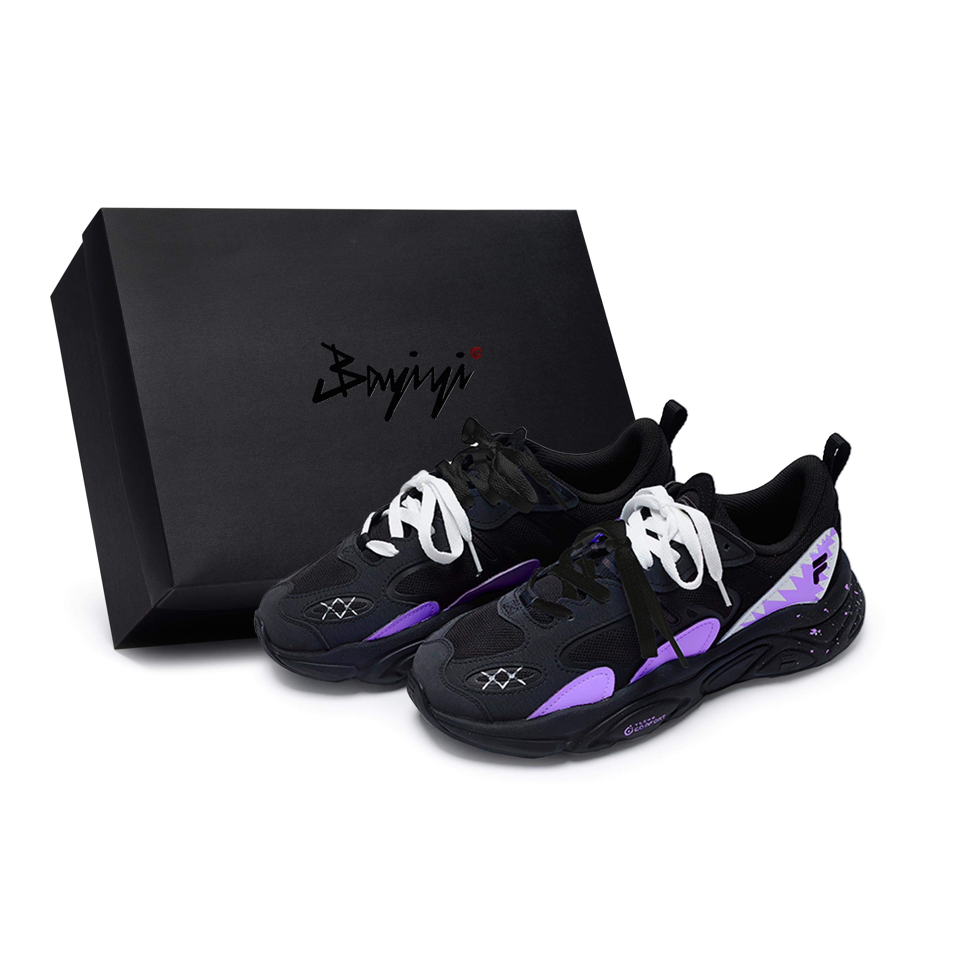 FILA Low top Casual Shoes Men s Black Purple White F12M141116FBK(Team80-SBOX) 44.5