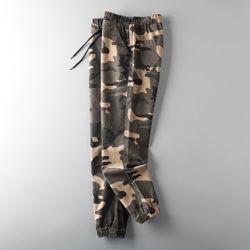Export Tail Order Men's Cut Label Cattle Goods Camouflage Cargo Pants Men's Fashion Brand Ankle Banded Sports Pants Export Original Order Casual Pants