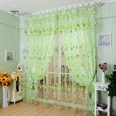 Home Decor Tulip Flower Voile Curtain Drape Panel Room Sheer Home Door Window Decoration