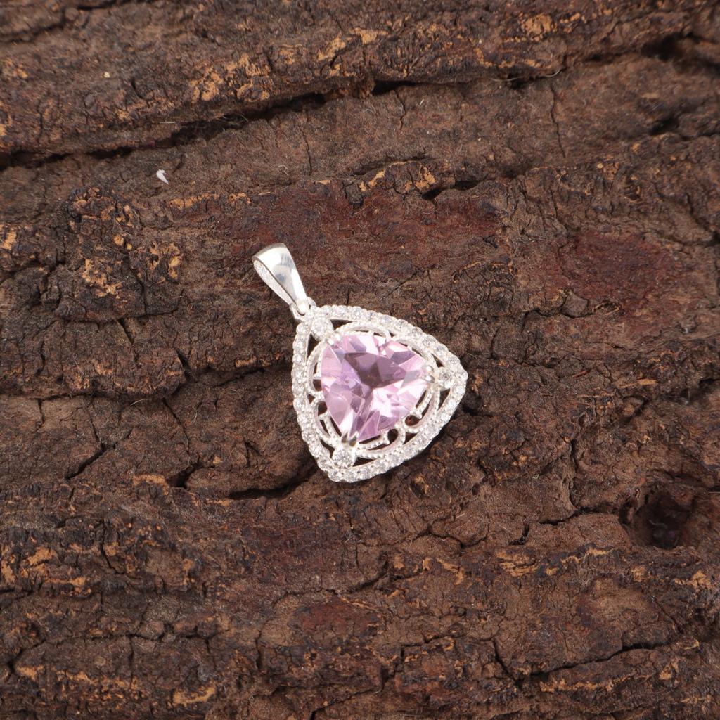 Kamień Morganit Srebro Próby 925 Biżuteria Cyrkonia Zawieszka 0,99" Prezent Dla Żony CZP-8-4