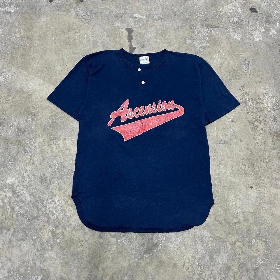 

Vintage 90 s Ascension Baseball 1/4 Button T-Shirt Size Large Number 2 L