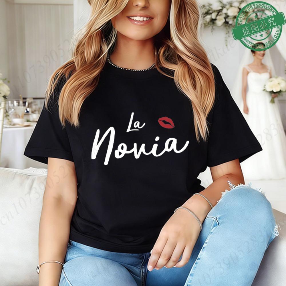 Spanish Bridal Wedding Engagement Party Shirts Rainbow Graphic Tees, Team Bride Squad Blouses Girl Bachelorette Hen Party Tops
