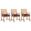 VidaXL Set of 3 Outdoor Dining Chairs with Cushions, Patio Seats, Dining Chairs, Garden Patio Furniture, 3064370