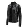 Women's Leather Coat Fashion Trend Simple Autumn Winter Stand Collar Zipper PU Leather Motorcycle Jacket for Women