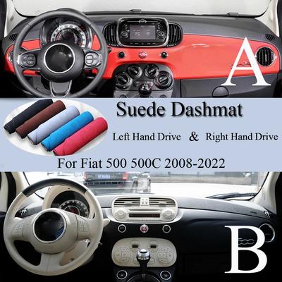 For Fiat 500 500C 2008 2010 2015 2018- Suede Dashmat Dash Mat Cover Dashboard Pad Sunshade Carpet Car-Styling Car Accessory