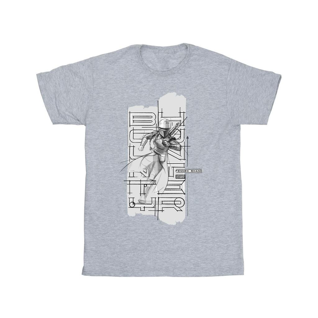 STAR WARS Mens The Book Of Boba Fett Fennec Illustration T-Shirt