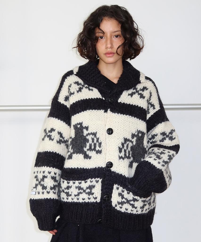 M.M.M Nordic Cowichan Shawl Cardigan_Black