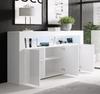 Buffet Bahut avec Led - Blanc - AKER - 155 x 91,5 x 37cm