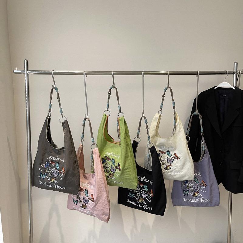 Embroidered shopping bag New eco-friendly bag Commuter fashion versatile tote shoulder women's cloth bag