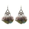 Retro Peacock Feather Fringed Earrings Women's Bohemian Fashion Elegant Temperament Versatile Long Earrings