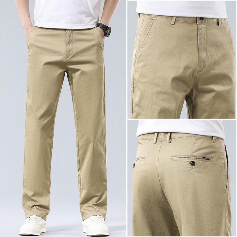 Men's Straight Leg Cotton Casual Business Trousers